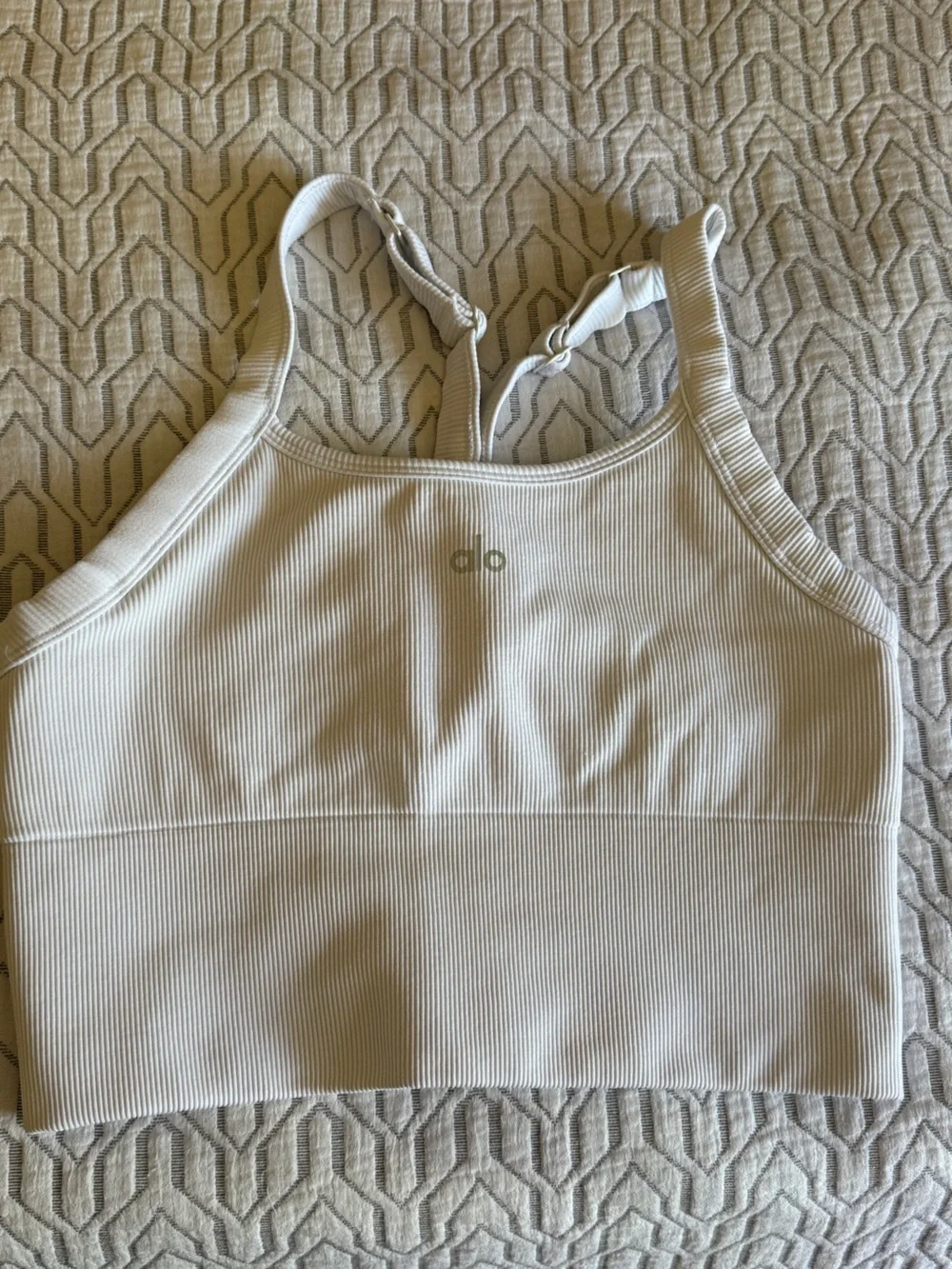 ALO Yoga Ribbed white Tank Bodysuit